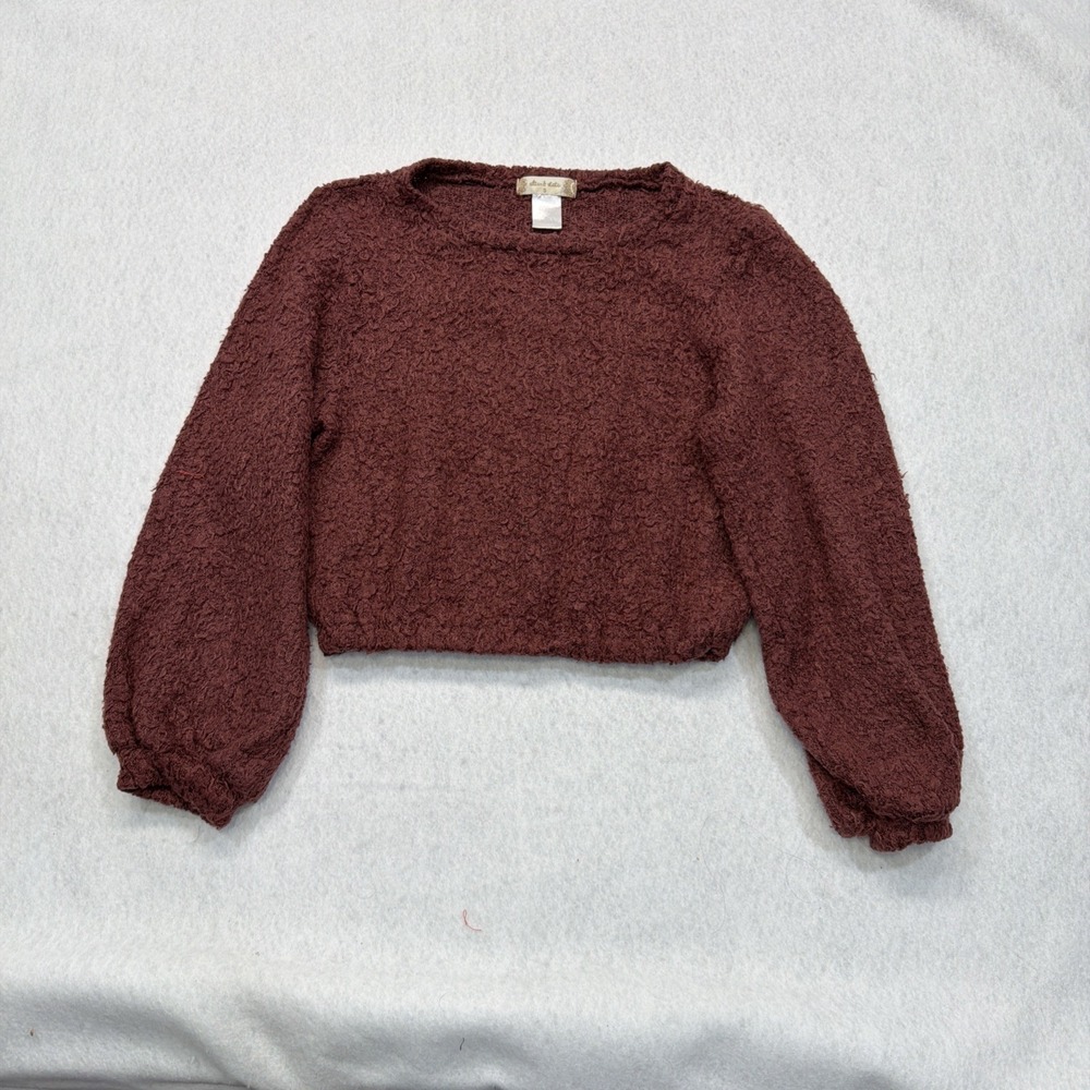 Altar'd State Brown Fuzzy Soft Cropped Sweater; size Small Y2K